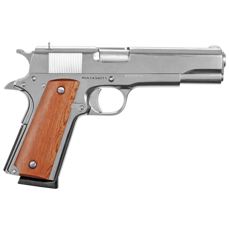 GI Standard M1911-A1 Pistol .45 ACP 5 Inch Barrel Standard Sights Polished Nickel Finish 8 Round