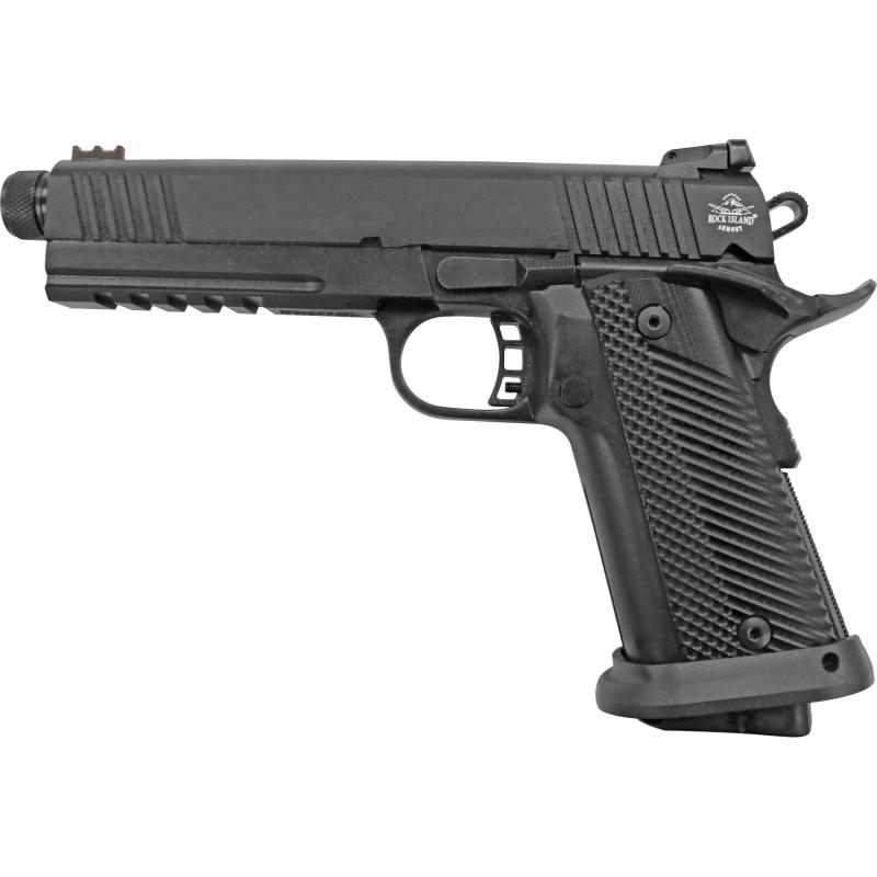 Rock Island, Ultra, 1911, Full Size, 10MM, 5" Threaded Barrel, Steel, Parkerized Finish, G10 Grips, Adjustable Sights, 16Rd, 1 Magazine 56862