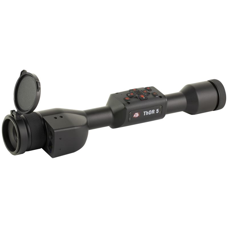 THOR 5 LRF, Thermal Rifle Scope, 3-12X19mm, 30MM Main Tube, 320x240 Sensor Resolution, Multiple Reticles, Matte Finish, Black, Integrated Laser Range Finder TIWST5319LRF
