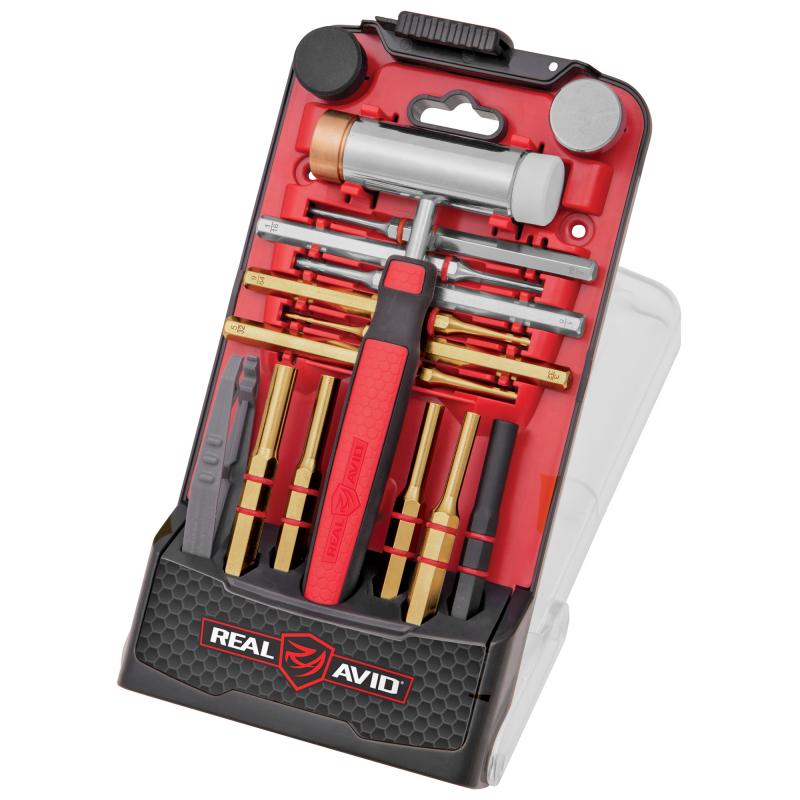 Punch Set, Accu-Punch Hammer & Punch Set, Includes Rubber/Brass/Nylon/Steel Hammer Heads, Steel Punch Sizes 3/32", 1/8", 5/32", 1/16", 5/64" AVHPS-B