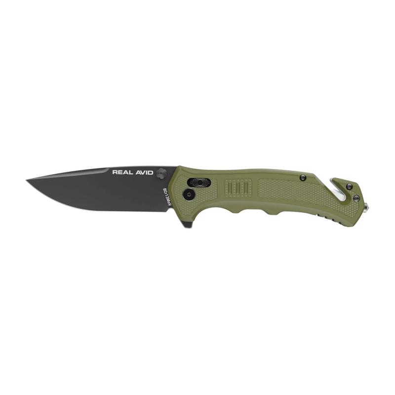 RAV-4, Folding Knife, Plain Edge, Matte Finish, Black and Green, Glass Filled Nylon Handle, 3.25" Blade Length, 7.75" Overall Length, Axis Lock, Stainless Steel RAV-4