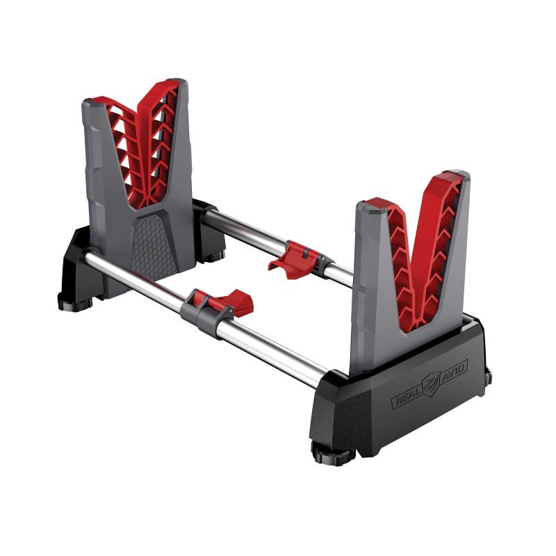Speed Stand Fold and Go, Folding Long Gun Stand, Gray with Red Rubber Inserts AVSSFG