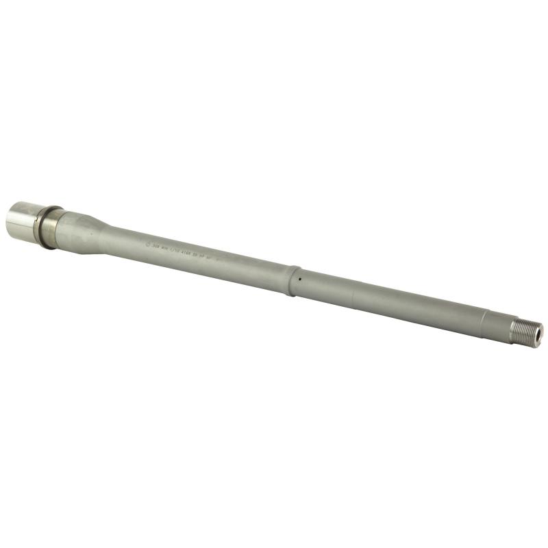 Premium Series, Tactical Government Profile Barrel, Fits AR10, 16" Threaded Barrel, 5/8x24" Thread Pitch, 1:10" Barrel Twist, Mid-Length Gas System, Bead Blasted Stainless Steel Finish, Silver BABL308003P
