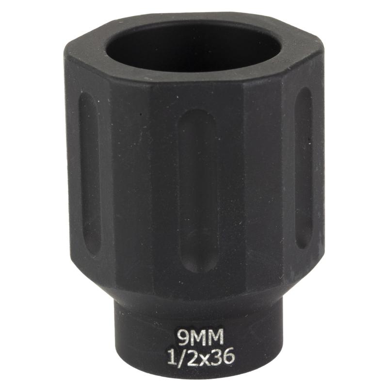 HEX FLASHCAN, Blast Diverter, 9MM, Anodized Finish Black, 1/2X36 Threaded BAD-FLASHCAN-6-1-2x36