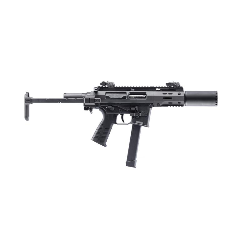 SPC, Semi-automatic Rifle, SBR, 9MM, 9" Barrel, Anodized Finish, Black, Collapsible Stock, Glock Magazine Compatible, 1 Magazine, 33 Rounds, Includes Suppressor BT-50003-SBR-SD-G-TS-KIT
