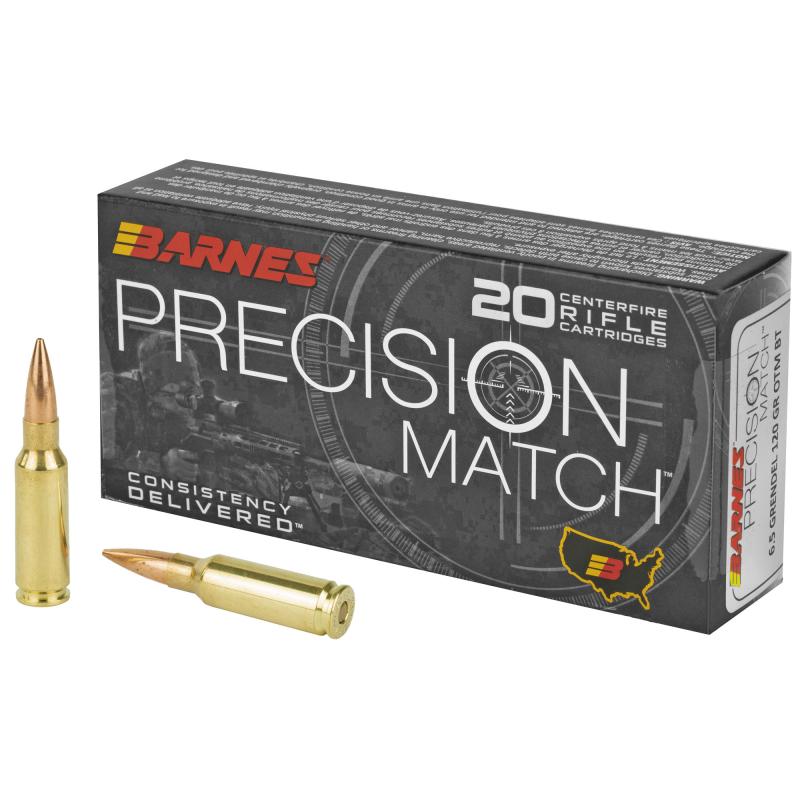 Precision Match Burner, 6.5 Grendel, 120 Grain, Open Tip Match, 20 Round Box 30831