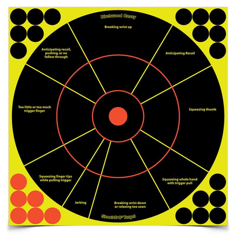 Shoot-N-C Handgun Trainer Target 12 Inch Round 5 Per Package Plus 90 Pasters
