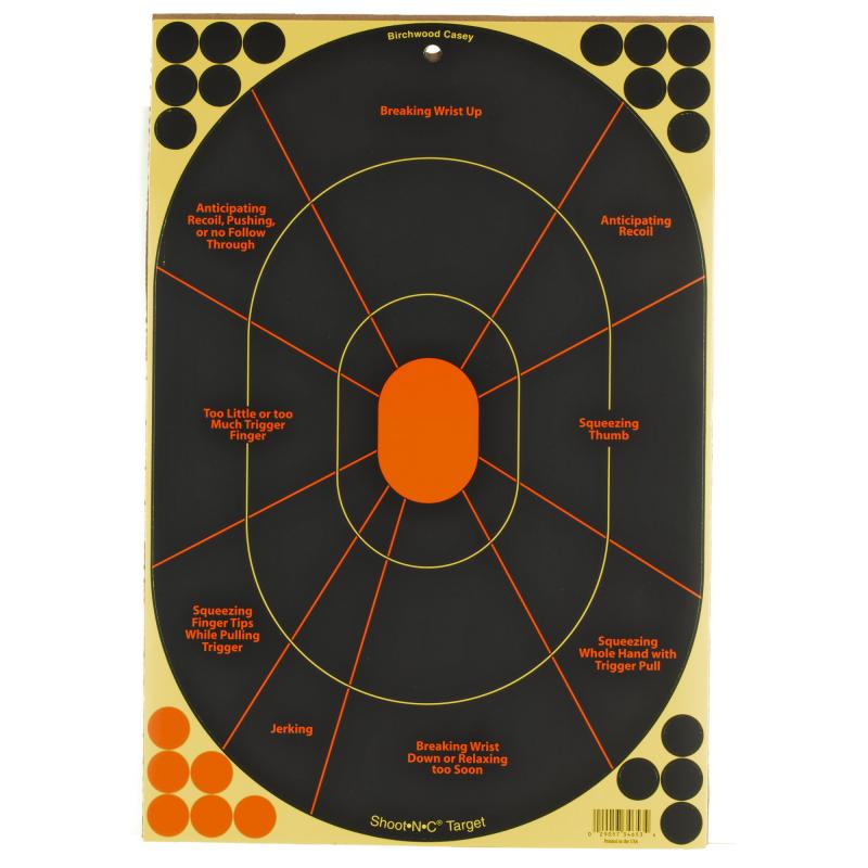 Shoot-N-C Handgun Trainer Target 12x18 Inch 5 Per Package Plus 90 Pasters