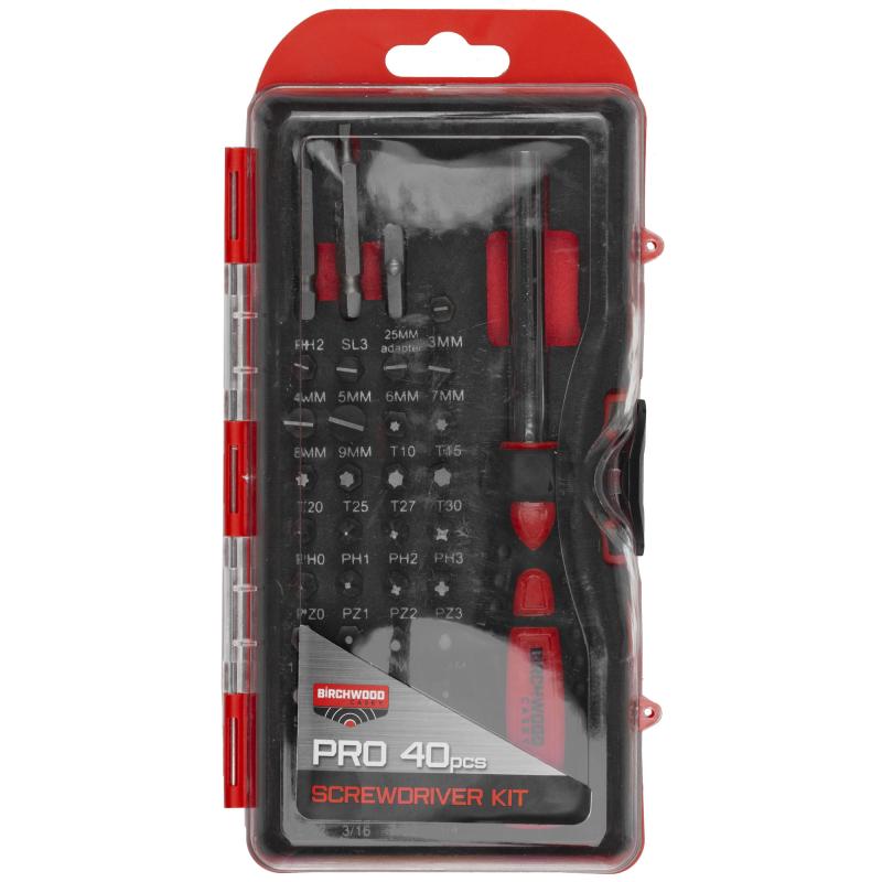 Deluxe Screwdriver Set, 40 Piece Kit, Red Handle BC-DLXSDS