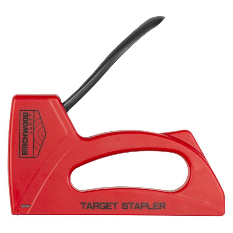 Target Stapler, Works on Cardboard or Plastic Targets, Compact Design, Staples Included, Red BC-STPLR