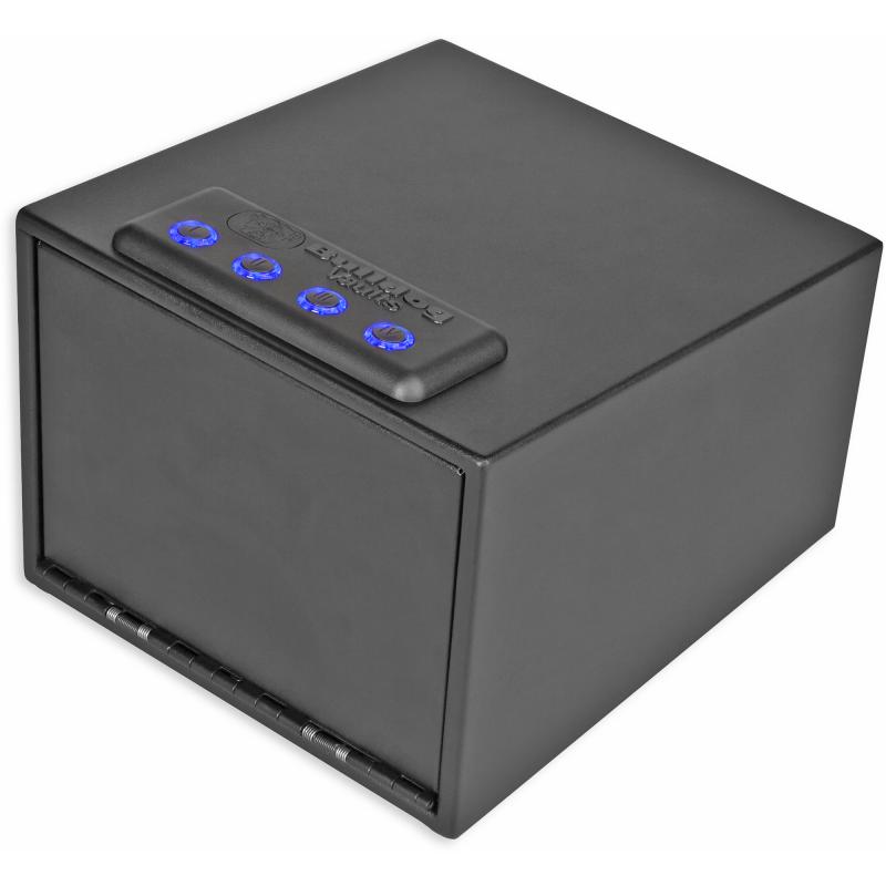 Quick Vault, Safe, 11.5"x10"x8", 6" Security Cable Included, Black, Digital Vault w/LED, Two methods of opening - LED Night Light Access Buttons, Emergency Key BD4040L