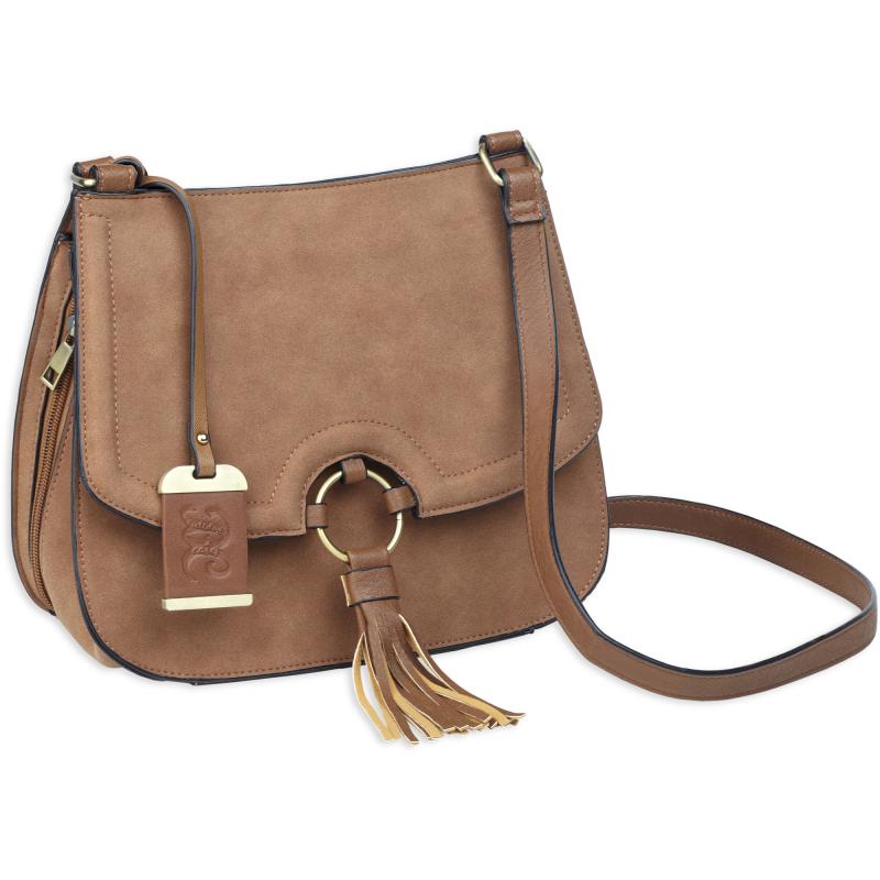 Cross Body Purse Holster, Fits Most Small Autos, Leather, Camel Brown BDP-034