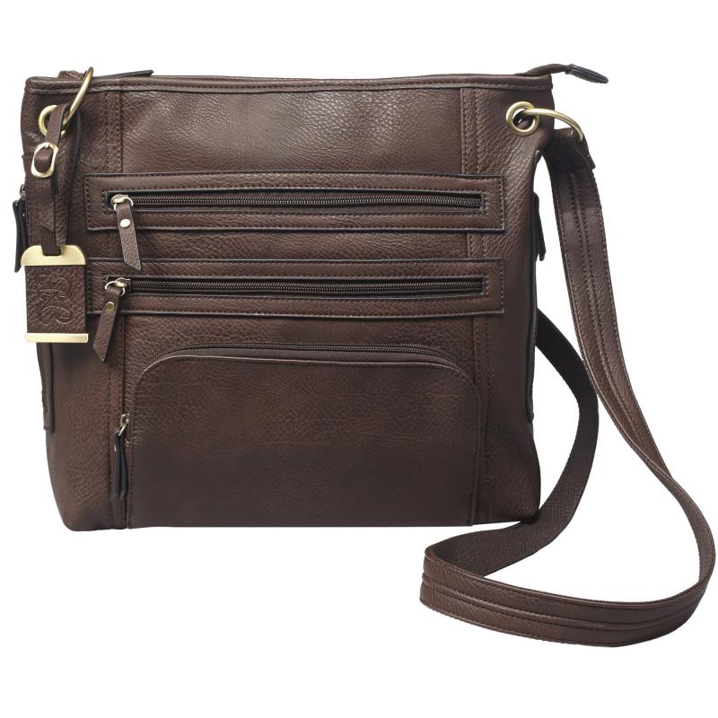 Cross Body Series Concealed Carry Purse Large Chocolate Brown
