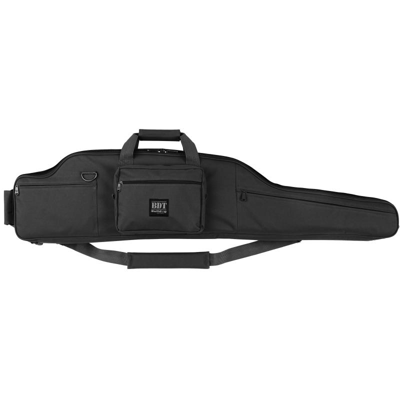 Long Range Rifle Case, Fits Single Rifle Up To 52.5", Quilted Lining W/Adjustable Tie Downs, Two Zippered Wide Pockets, 54" Soft Case, Black BDT80-54B