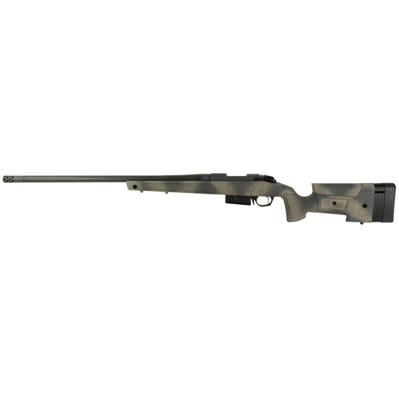 B-14 Series HMR Carbon Wilderness Rifle, Bolt Action Rifle, 6.5 PRC, 26" Barrel - Carbon Fiber, Threaded 5/8-24, with Omni Muzzle Brake, Cerakote Finish, Black, Overmolded Mini-Chassis Stock, Fits Remington 700 Scope Base with 6X48 Screws, 3 Rounds, AICS