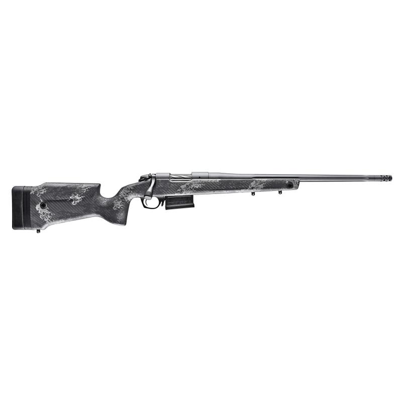 Premier Series, Crest, Bolt Action Rifle, 6.5 PRC, 22" Flutted Barrel, Threaded 5/8x24, Omni Muzzle Brake, Cerakote Finish, Sniper Gray, Monte Carlo Carbon Fiber Stock, 5 Rounds, 1 AICS Style Magazine B14SM759
