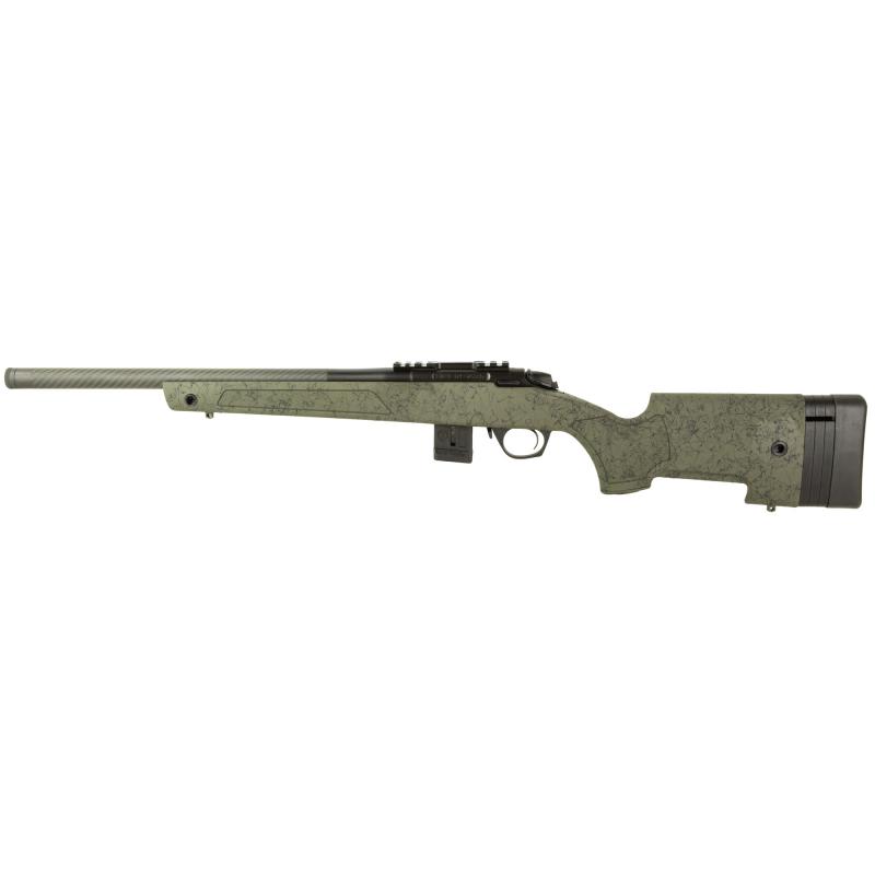 MR-X Competition, Bolt Action Rifle, 17 HMR, 20" Carbon Fiber Barrel, Matte Finish, Black, Green Stock, 10 Rounds, 1 Magazine BMR012