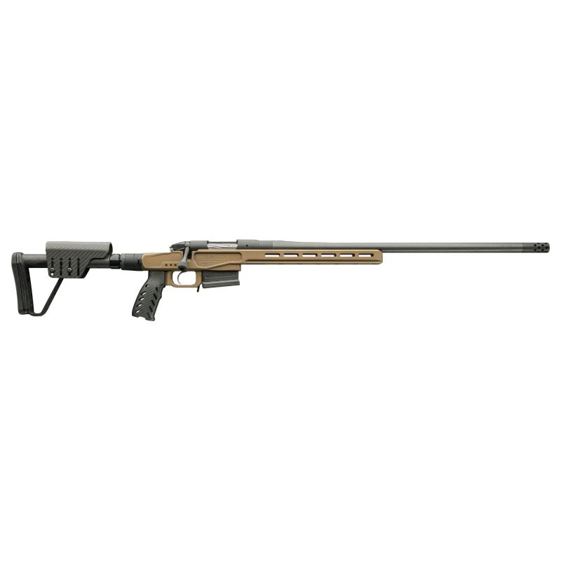 Premier Series MG Lite Rifle, Bolt Action Rifle, 308 Winchester, 22" Barrel - Carbon Fiber, Threaded 5/8-24, with Omni Muzzle Brake, Cerakote Finish, Black, Magnesium Chassis Stock w/ Folder, Fits Remington 700 Scope Base with 6X48 Screws, 5 Rounds, AICS