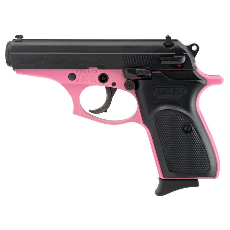 Thunder, Semi-automatic, DA/SA, Compact, 380ACP, 3.5" Barrel, Alloy Frame, Black/Pink Finish, Polymer Frame, 8Rd, Fixed Sights T380PNK8