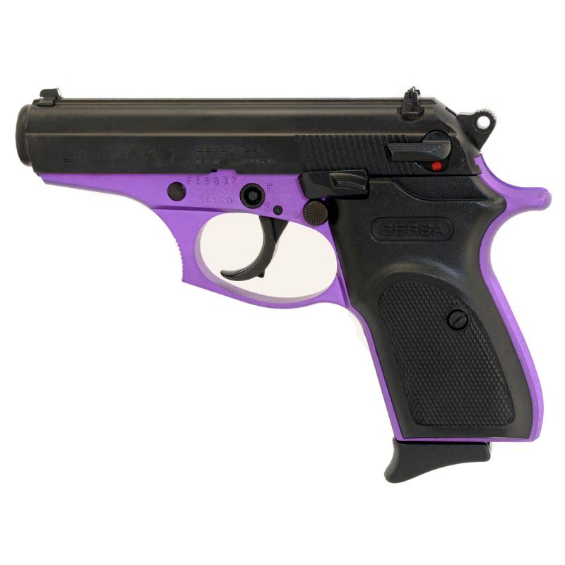 Thunder, Semi-automatic, DA/SA, Compact, 380ACP, 3.5", Alloy Frame, Black/Purple Finish, Polymer Grips, 8Rd, Fixed Sights T380PRP8