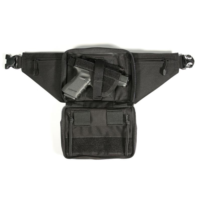 Nylon Concealed Weapon Fanny Pack Holster Medium Black