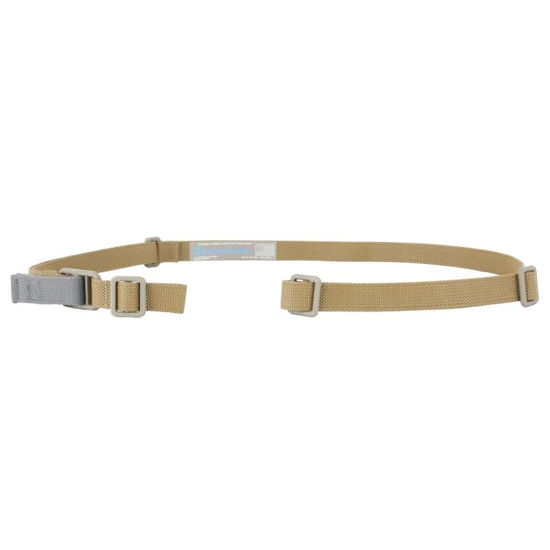 Vickers ONE Sling, 2 Point Combat Sling, 54" with Adjuster Tightened, Coyote, 1" Webbing, No Quick Release, Attached with TriGlide instead of Loop Lock, Hardware Not Included BLFVCAS-100-OA-CB