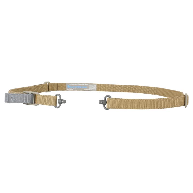 Vickers ONE Sling, 2-Point Combat Sling, Push Button Swivels, 54" with Adjuster Tightened, Coyote, 1" Webbing VCAS-PB-100-AA-CB