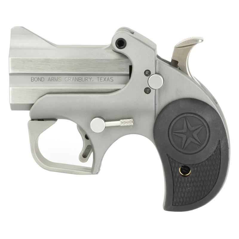 Roughneck Derringer, 9MM, 2.5" Barrel, Steel Frame, Stainless Finish, Rubber Grips, Fixed Sights, 2Rd, Trigger Guard BARN-9MM