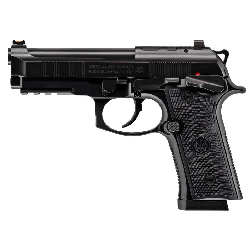92GTS, Centurion, Double Action/Single Action, Semi-automatic, Metal Frame Pistol, Full Size, 9MM, 4.25" Barrel, Cerakote Finish, Black, 3-Slot Picatinny Rail, 92X Grip Panel Texturing, Ambidextrous Frame Mounted Decocker, Fiber Optic Front Sight, 15 Rou