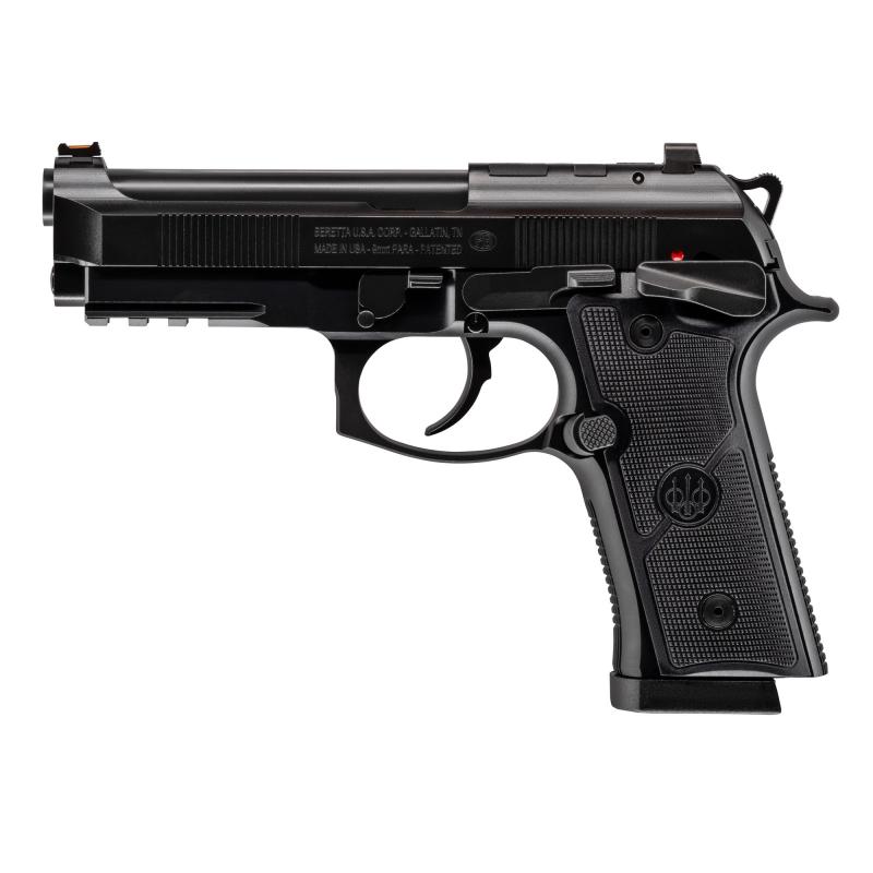 92GTS Centurion | 9MM, 4.25" Barrel, Cerakote Finish, Black, 3-Slot Picatinny Rail, 92X Grip Panel Texturing, Ambidextrous Frame Mounted Decocker, Fiber Optic Front Sight, 18 Round, DA/SA, Semi-automatic, Metal Frame Pistol