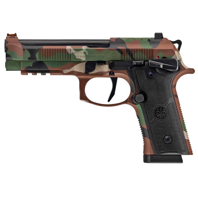 92XI, Combat, Single Action Only, Semi-automatic, Full Size, 9MM, 4.7" Barrel, Ambidextrous Manual Safety, Cerakote Finish, BDU Camo, 10 Rounds, 2 Magazines SPEC0731A10