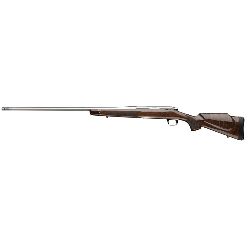 X-Bolt 2, White Gold Medallion, Bolt Action Rifle, 30-06 Springfield, 22" Sporter Contour Barrel, 1:10 Twist, Threaded M13X.75, Muzzle Brake, Polished Finish, Silver, Gloss Finished V/VI American Walnut Stock, 4 Rounds, 1 Magazine 036007226