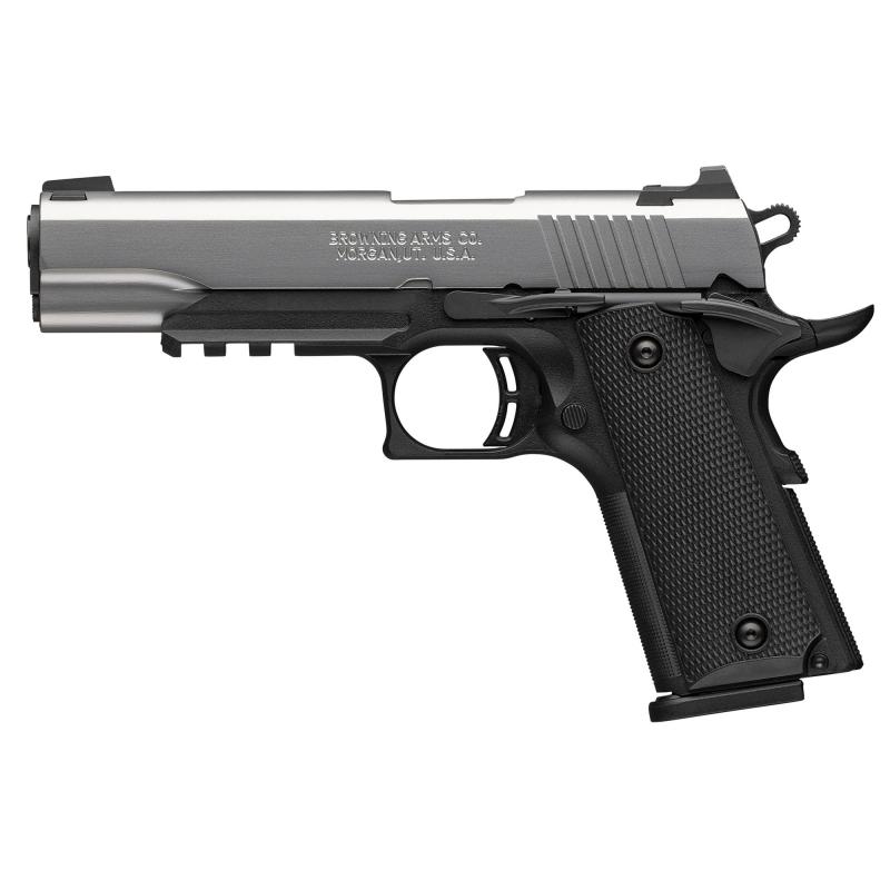 1911-380 Stainless, Semi-automatic, Composite Framed Pistol, Full Size, 380 ACP, 4.25" Barrel, Matte Finish, Black Frame, Silver Stainless Steel Slide, 8 Rounds, 1 Magazine 051120492