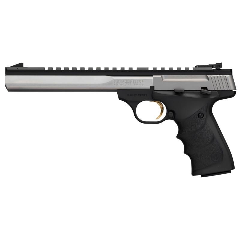 Buck Mark Contour Stainless .22 Long Rifle 7.25 Inch Barrel Polished Flats Pro-Target Adjustable Sights Alloy Frame Matte Black Finish 10 Round