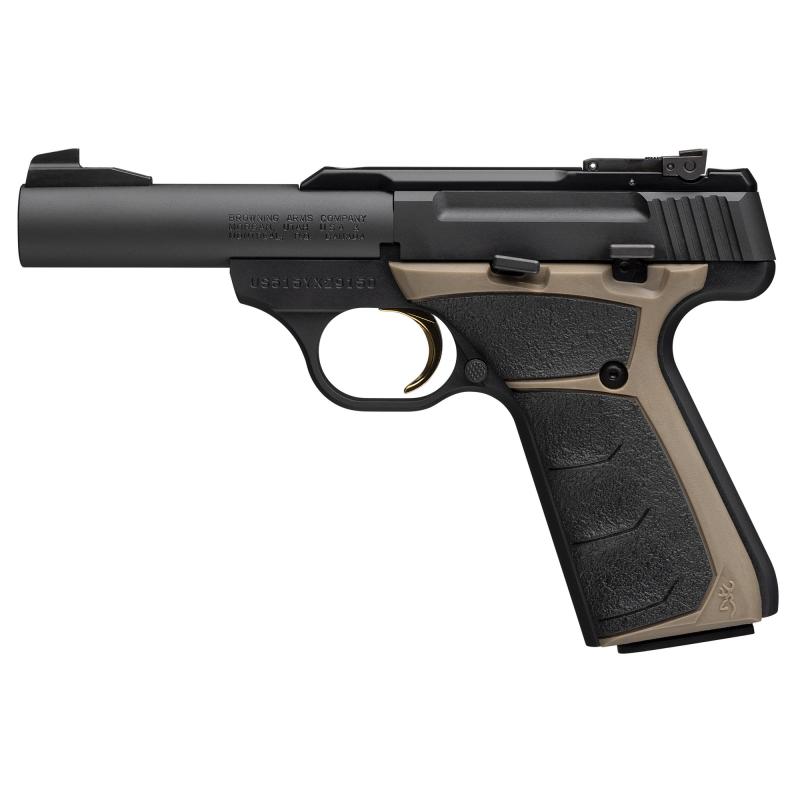 Buck Mark Micro Bull, Semi-automatic, Metal Frame Pistol, 22 LR, 4" Barrel, Flat Dark Earth/Black UFX Grips, Matte Finish, Black, Blade Front/Adjustable Rear Sights, 10 Rounds, 2 Magazines 051603490