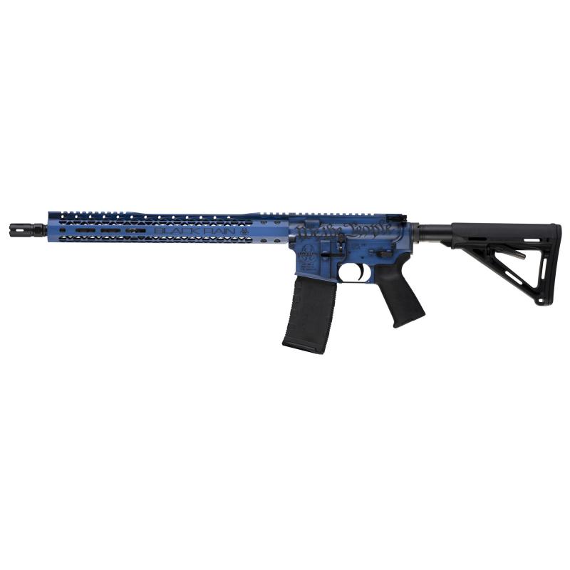 We The People, Semi-automatic Rifle, AR, 223 Remington/556NATO, 16" Chrome-Moly Barrel, Cerakote Finish, Blue Battleworn, 15" Free Float M-LOK Handguard, Magpul MOE Stock, 30 Rounds, 1 Magazine BRO-WTP-BLB