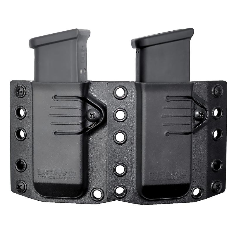 Magazine Pouch, Double, 1.5" Belt Loops, Size Small, Fits G43 and M&P Shield Magazines, Ambidextrous, Polymer, Black BC60-2001S