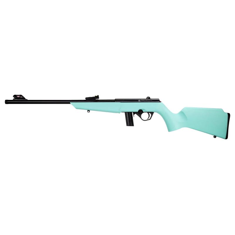 RB22, Bolt Action Rifle, 22LR, 16" Barrel, Blued Finish, Black, Cyan Synthetic Stock, Compact, Adjustable Fiber Optic Sights, 10 Rounds RB22L1611C