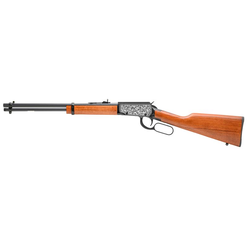 Rio Bravo, 22LR, 18" Barrel, Matte Finish, Black, Wood Stock, Adjustable Sights, Scroll Engraving, 15 Rounds RL22181WD-EN13