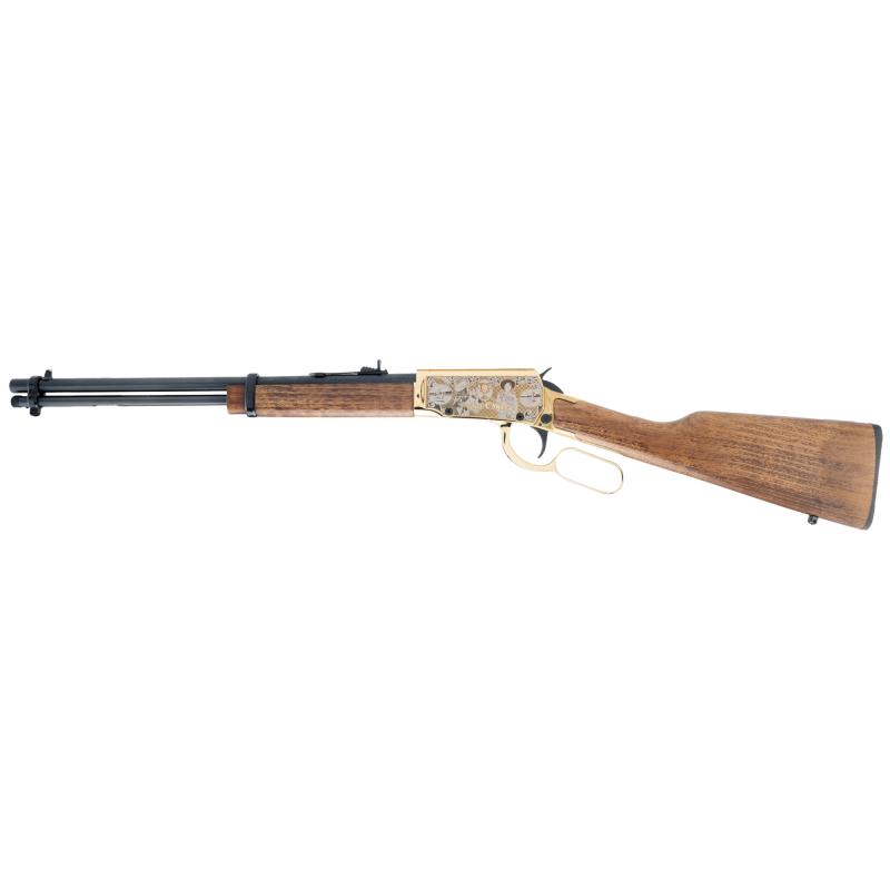 Rio Bravo, Annie Oakley, Lever Action, 22LR, 18" Barrel, Engraved PVD Gold Receiver, Blued Barrel, Wood Stock, Adjustable Buckhorn Rear Sight, Drift Adjustable Front Sight, 15 Rounds RL22181WD-GAO