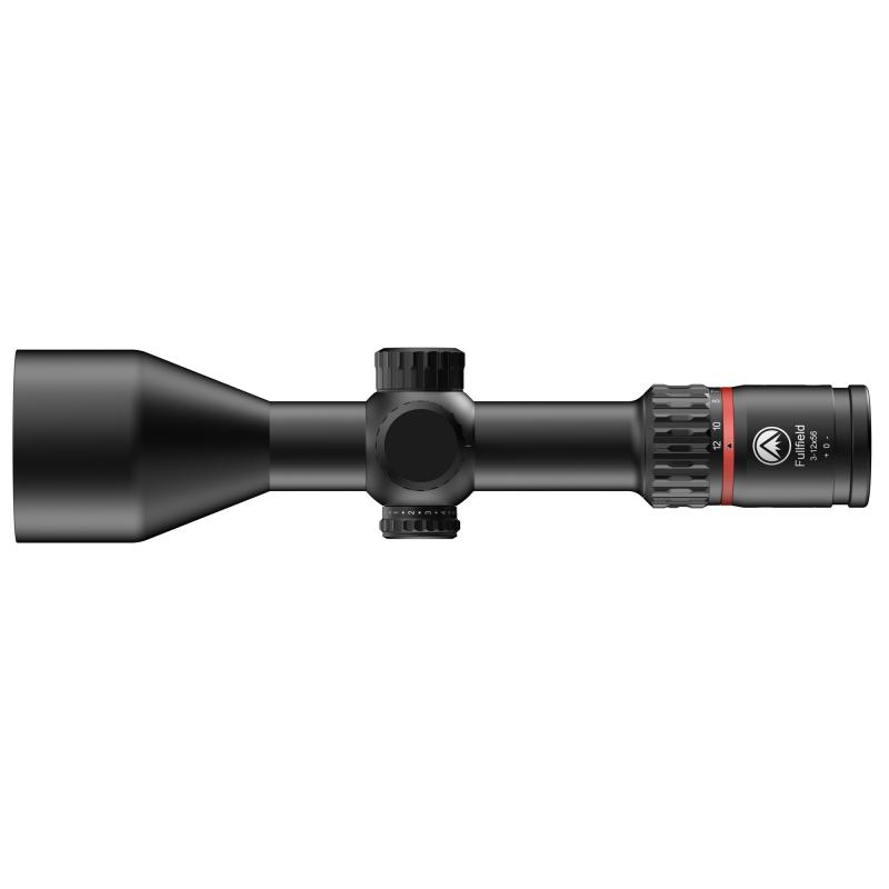 Fullfield, Rifle Scope, 3-12X Magnification, Second Focal Plane, Ballistic E3 Reticle, 56mm Objective, 30mm Main Tube, Matte Finish, Black 201540