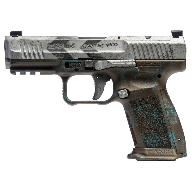 Signature Series, METE SF, Semi-automatic, Polymer Frame, Striker Fired Pistol, Compact, 9MM, 4.19" Barrel, Cerakote Finish, Apocalypse, Optic Ready Slide, Flared Magwell, 2 Magazines, 15 Rounds, Includes Matching Serial Number Knife and Lighter, Hard Ca