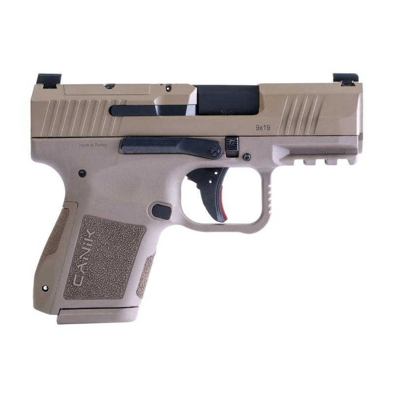 METE MC9, Semi-automatic, Striker Fired, Poylmer Frame Pistol, Micro Compact, 9MM, 3.18" Barrel, Matte Finish, Flat Dark Earth, Optic Ready, 2 Magazines, (1)-12 Round, (1)-15 Round, Includes 3 Grip Back Straps, Magazine Loader, Custome Holster, Canik Pun