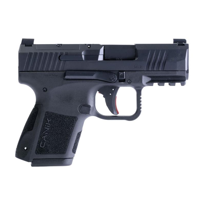 METE MC9, Semi-automatic, Striker Fired, Poylmer Frame Pistol, Micro Compact, 9MM, 3.18" Barrel, Matte Finish, Black, Optic Ready, 10 Rounds, 2 Magazines, Includes 3 Grip Back Straps, Magazine Loader, Custome Holster, Canik Punch and Tool Kit, Cleaning B