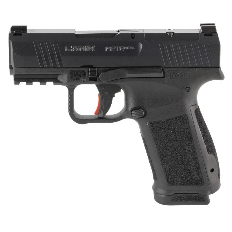 METE MC9L, Semi-automatic, Striker Fired, Polymer Frame Pistol, Compact, 9MM, 3.18" Barrel, Nitride Finish, Black, Optic Ready, White Dot Front Sight, Blackout Rear Sight, 2 Magazines, 17 Rounds, Includes MeCANiK MO1 Red Dot Optic, Custom Holster HG7882V