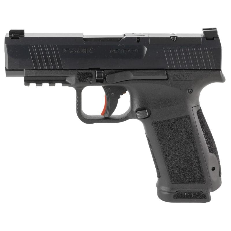 METE MC9LS, Semi-automatic, Striker Fired, Polymer Frame Pistol, Compact, 9MM, 3.63" Barrel, Nitride Finish, Black, Optic Ready, White Dot Front Sight, Blackout Rear Sight, 2 Magazines, 17 Rounds, Includes MeCANiK MO1 Red Dot Optic HG7883V-N