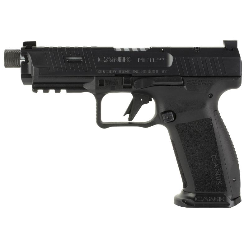 METE SFT Pro, Striker Fired, Semi-automatic, Polymer Frame Pistol, Full Size, 9MM, 5" Threaded Barrel, 1/2x28, Matte Finish, Black, 3 Dot White Sights, Flared Magwell, Optic Ready, 2 Magazines, (1) 20 Round and (1) 18 Round, Includes Accessory Kit HGP715