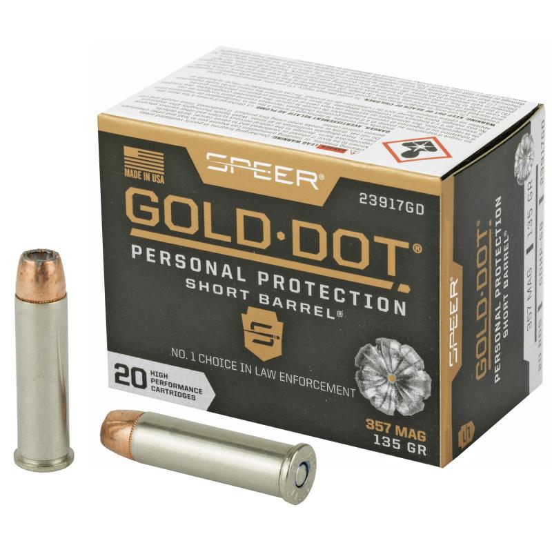 Speer Gold Dot, Personal Protection, 357MAG, 135 Grain, Hollow Point, Short Barrel, 20 Round Box 23917GD
