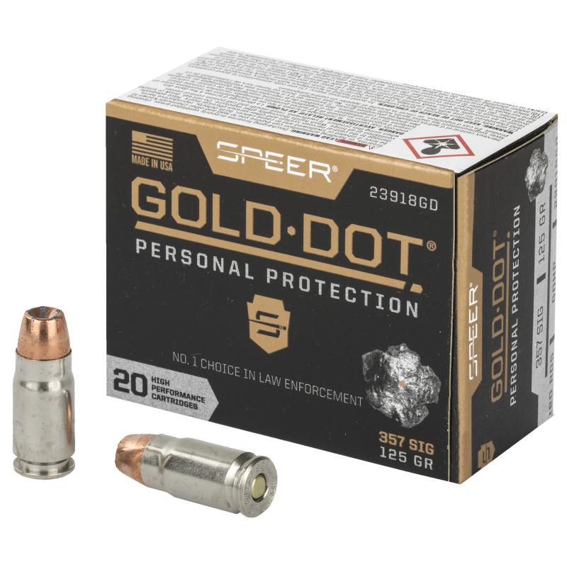 Speer Gold Dot, Personal Protection, 357 SIG, 125 Grain, Hollow Point, 20 Round Box 23918GD