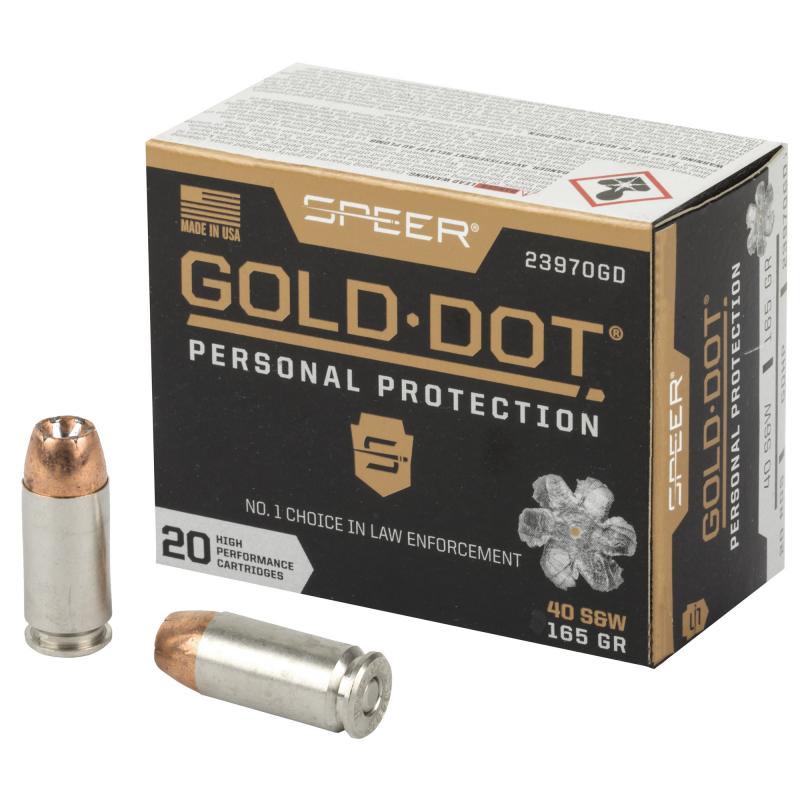 Speer Gold Dot, Personal Protection, 40S&W, 165 Grain, Hollow Point, 20 Round Box 23970GD